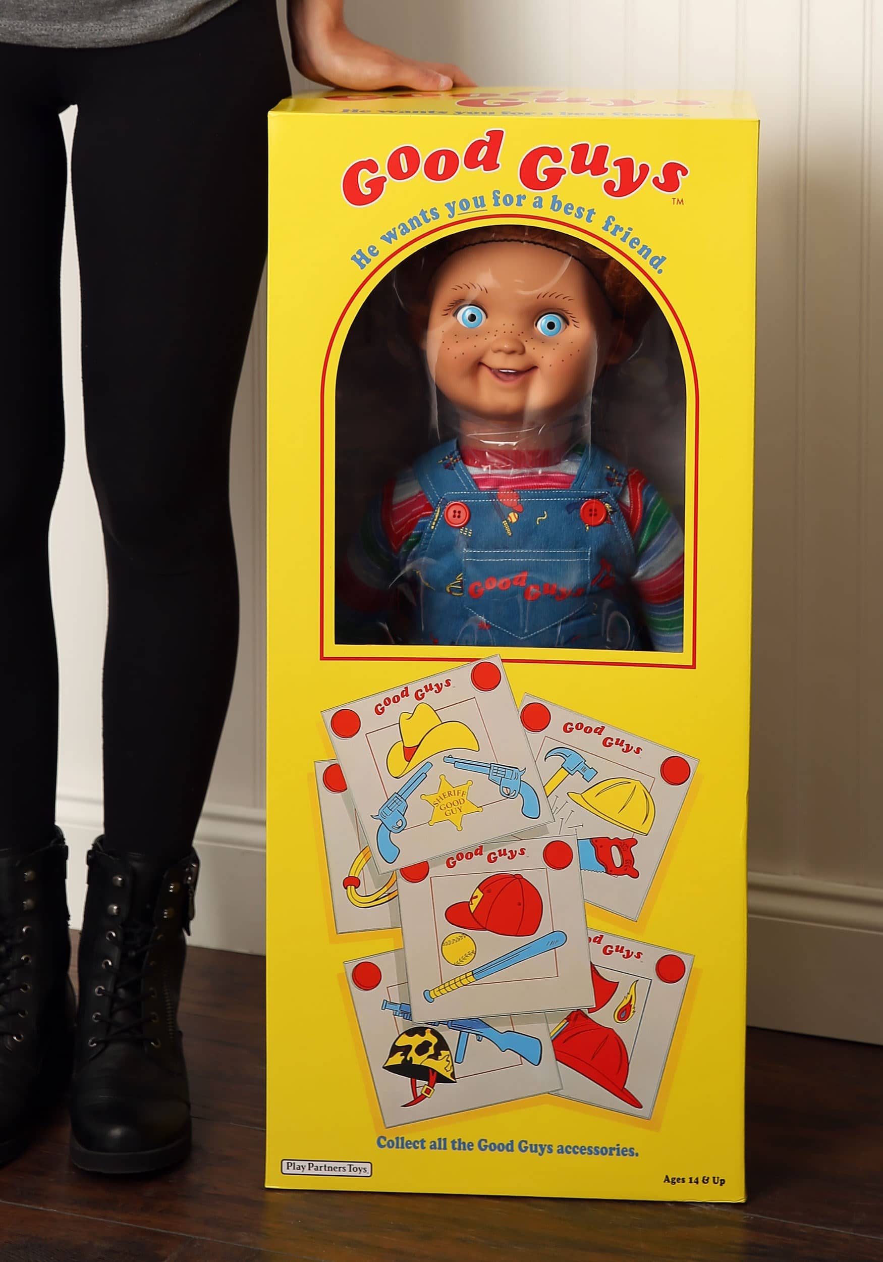 Chucky, la poupée de sang réplique poupée 1/1 Good Guys 74 cm La